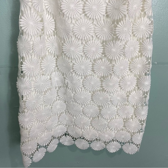 Trina Turk Bardot Eyelet Floral Crochet Swim Cover‎ Up Dress Shoulder Mini Sz S - Picture 4 of 9